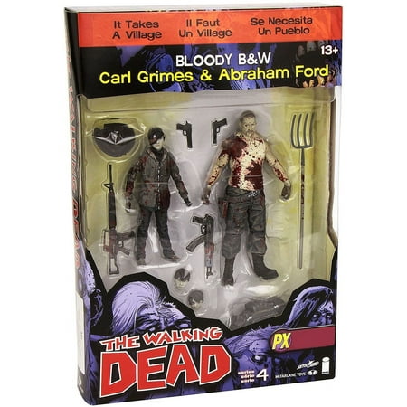 Carl Grimes & Abraham Ford Action Figure 2-Pack Bloody Black & White