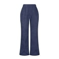 thumbnail image 4 of QLEICOM Women's Wide Leg Pants Casual Trousers Straight Leg Drawstring Elastic High Waist Loose Comfy Trousers with Pockets Navy 3XL, US Size 14, 4 of 5