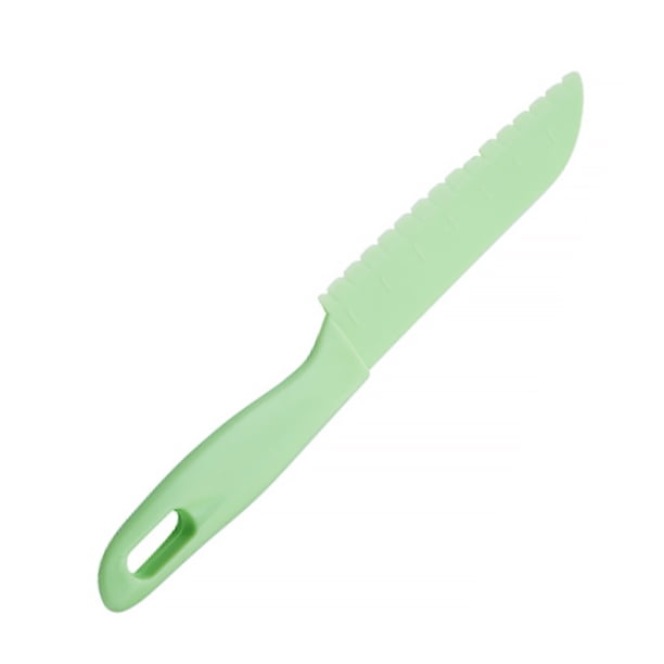 Juegos de cocina para niños, utensilios de cocina seguros para niños de plástico real para frutas, lechuga, bordes dentados, platos, accesorios culinarios de corte, verde claro Irene Inevent HA059690-08B