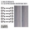 thumbnail image 5 of 36 in. x 7.5 in. x 6.75 in. Riverstone Grey Restore Wood Wall Shelving with Industrial Angled Steel Pipe Brackets, 5 of 9