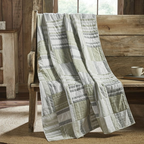 VHC Brands Finders Keepers Quilted Throw 50x60, Bedroom and Living Room Decor, Blanket, Cotton, Finders Keepers Collection, Rectangle 60x50, Soft White