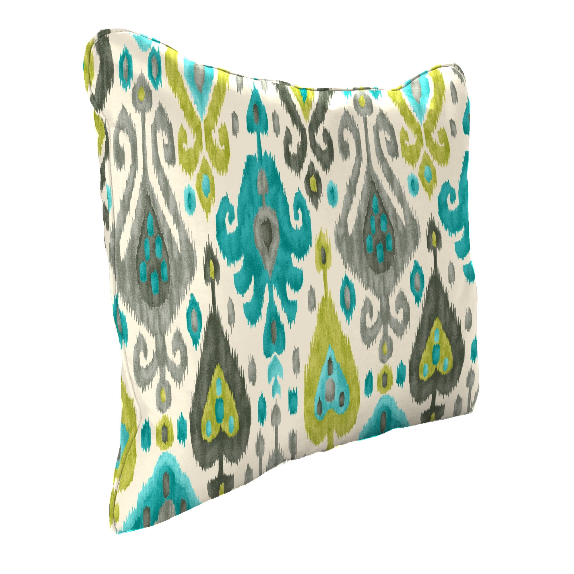 Jordan Manufacturing 21" x 24" Paso Turquoise Multicolor Ikat Rectangular Outdoor Deep Seat Chair Back Cushion with Welt (2 Pack)