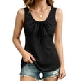thumbnail image 3 of Ruimatai Womens Casual Sleeveless Tank Tops V Neck Drawstring Ruched Shirts Loose Fit Curved Hem Summer Blouses, 3 of 6