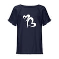 thumbnail image 4 of Blusa de manga corta con estampado regular de flecos y cuello redondo de algodón y cáñamo para mujer OAVQHLG3B Store  lin121212, 4 of 5