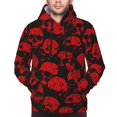 thumbnail image 2 of Bingfone Red Skulls Men's Drawstring Hoodie Long Sleeve Pocket Sweatshirts-Small, 2 of 6