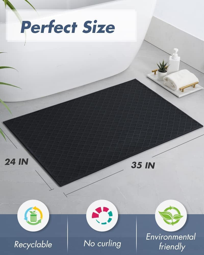 SIXHOME Bathroom Rugs Non Slip Soft Absorbent Terrycloth Bath Rugs and Mats  Thin Bathroom Rugs Fit Under Door Gray Bath Mat with Rubber Backing Machine  Washable Low Profile Bathroom Mat 17x28 