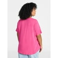 thumbnail image 3 of Terra & Sky Women's Plus Size V Neck Tee with Short Sleeves, Size 0X-4X, 3 of 5