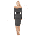 thumbnail image 3 of Yemak Women's Off Shoulder Long Sleeve Slim Fit Midi Knit Dress Charcoal-M-BD, 3 of 4