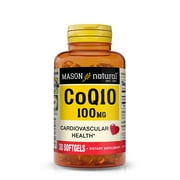 Mason Natural Co Q10 100 mg Healthy Heart and Cellular Energy, 30 Softgels