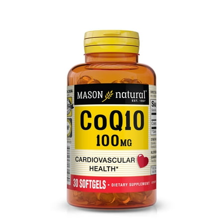 Mason Natural Co Q10 100 mg Healthy Heart and Cellular Energy, 30 Softgels