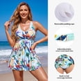 thumbnail image 3 of RELLECIGA Womens Swimwear V Neck Front Shirring One Piece Skirt Swim Dress Bathing Suits, 3 of 11