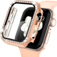 thumbnail image 5 of Recoppa Bling Rhinestone Case Protector w/ Tempered Glass Compatible with Apple Watch Case Protector 38m 40mm 41mm 42mm 44mm Series 6 7 8 9 3 4 5 SE 1 2 Full Cover Bumper for iWatch Women Girls, 5 of 9
