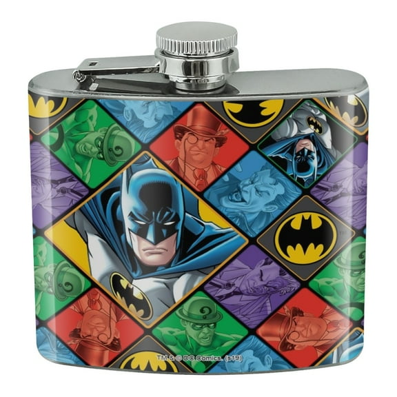 Batman and Villains Pattern Stainless Steel 5oz Hip Drink Kidney Flask