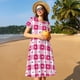 thumbnail image 4 of Easygdp Plaid Heart para Vestido Transpirable de Mujer, Vestido Suelto de Manga Corta con Pliegues y Bolsillos para el Verano, 4 of 6