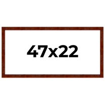 47x22 Walnut Brown Veneer Real Wood Picture Frame Width 1.75 inches | Interior Frame Depth 0.5