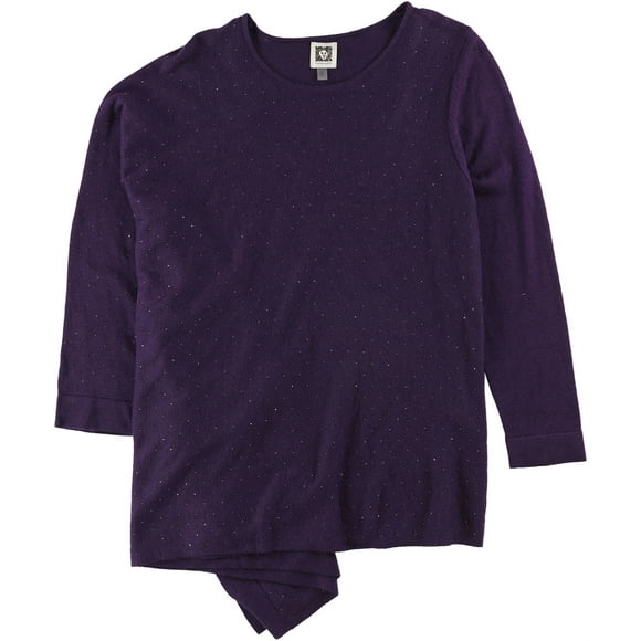 Anne Klein Womens Studded Pullover Sweater, Purple, Small