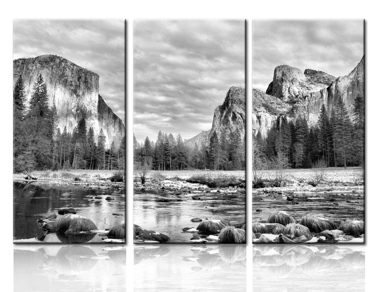 TISHIRON 3PCS Framed Canvas Wall Art Set,42"x28" Black and White