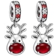 thumbnail image 1 of Dije reno nariz roja brillante XmasDeer03 2 Piezas Plata S925 Chapa Colgante Reno Navideño Plata/Rojo Caja Blanca 4x4cm., 1 of 2