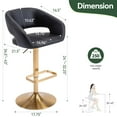 thumbnail image 4 of Modern Adjustable Bar Stools PU Leather Seat, 360° Swivel Open Mid Back & Armrest Bar Stool for Kitchen Dining Room Bar Cafe Counter Seating(Black, Gold Base), 4 of 10