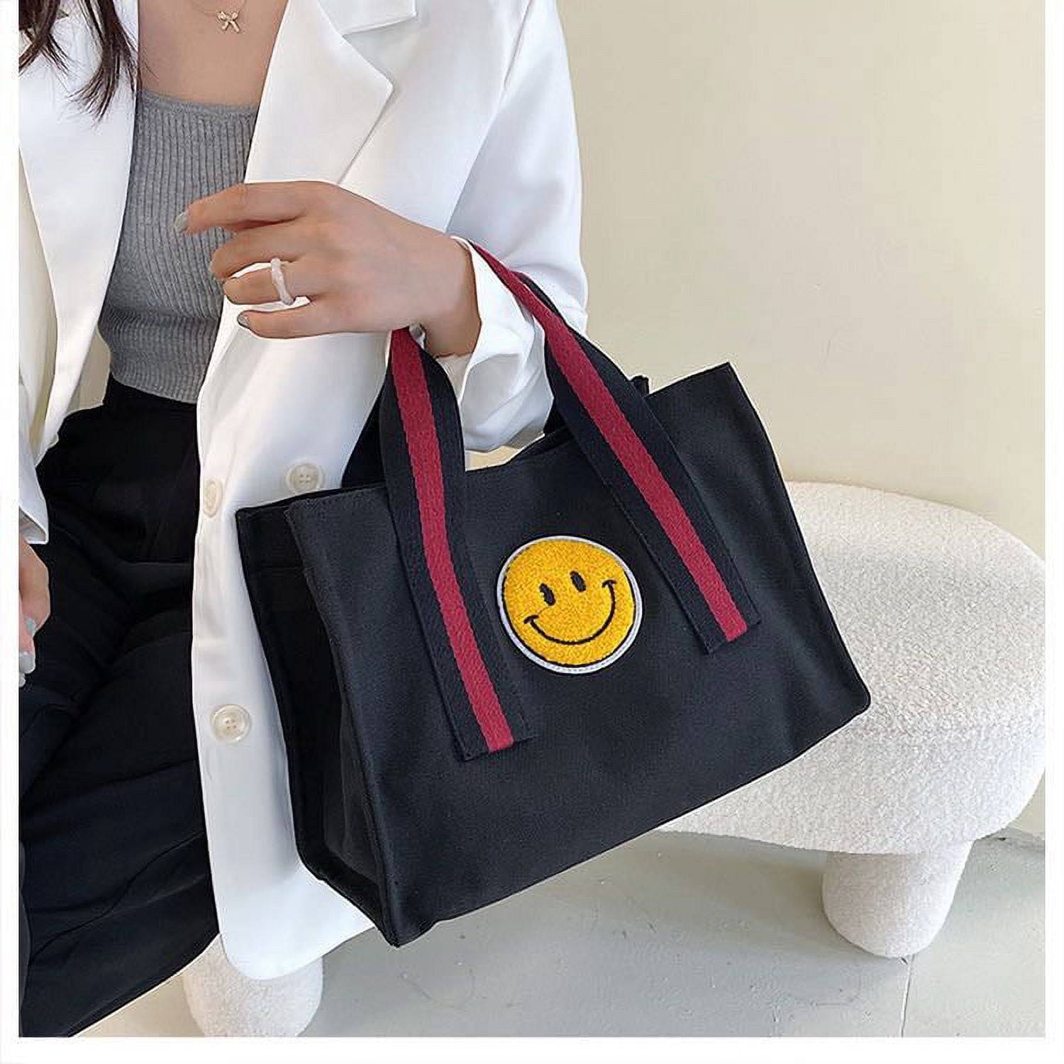 Smile Midi Canvas Tote Crossbody shoulder Bag