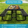thumbnail image 4 of Rectangular Outdoor Picnic Table in Black, 6 ft. | For Park and Campground Use | Robust Carbon Steel Build | Mess - free Cleaning Solution, 4 of 4