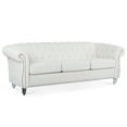 thumbnail image 3 of Miniyam 85" Chesterfield Fabric 3 Seater Couch Furniture,Upholstered Sofa with Tufted Back,Roll Arm Classic Chesterfield Settee Couches for Living Room,Office, 3 of 11