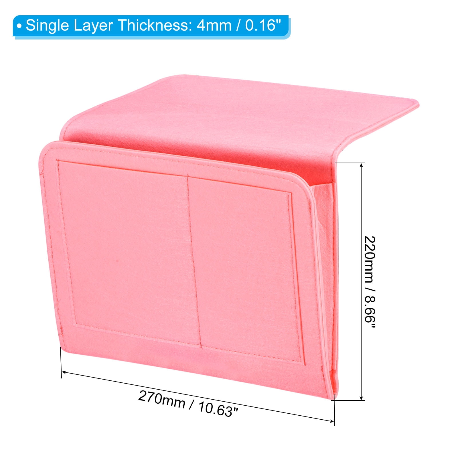 Unique Bargains Felt Bedside Hanging Organizer for Remotes and Phones Pink 11"