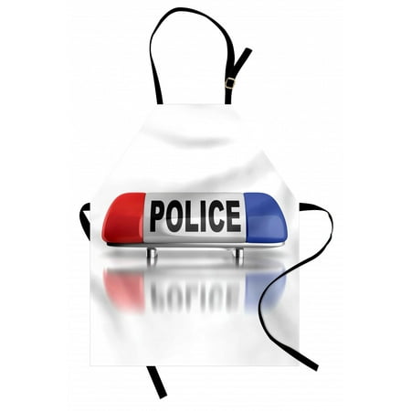 

Police Apron Police Car Sirens on Top Cap like Round Shaped Red and Blue Work of Art Unisex Kitchen Bib Apron with Adjustable Neck for Cooking Baking Gardening Red Blue and White by Ambesonne