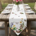 thumbnail image 6 of Spring Easter Table Runner Linen Burlap Table Runner 72 Inches Long Country Bunny Chick Floral Butterflies Watercolor Dresser Scarves for Kitchen Island Coffee Dining Party Holiday Decor 14"x72", 6 of 8