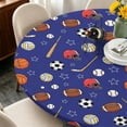 thumbnail image 4 of Football and Volleyball Navy Pattern Round Fitted Tablecloth with Elastic Edge, Waterproof Dining Table Cover for Indoor Outdoor Camping and Daily Use, 4 of 6