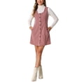 thumbnail image 2 of INSPIRE CHIC Robe Chasuble Décontractée pour Femme en Velours Côtelé à Encolure Dégagée avec Poches G Rose, 2 of 6