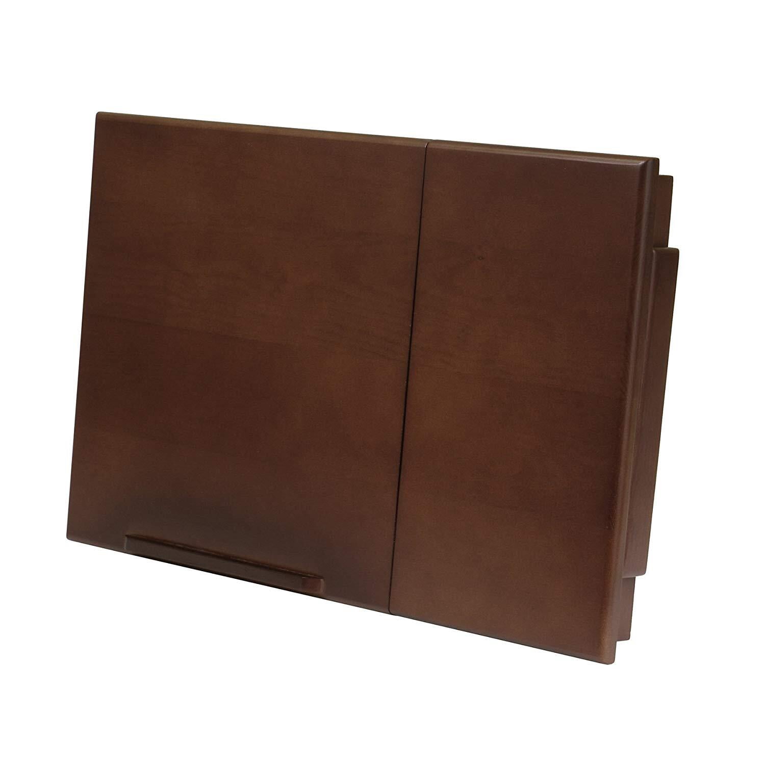 HomeStock Coastal Craftsman Alden Lap Desk, Flip Top With Drawer, Foldable Legs, Solid / Composite Wood, Walnut, 25.37"D x 13.78"W x 8.06"H