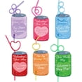 thumbnail image 1 of Paquete de 30 tarjetas de San Valentín con pajitas locas para niños, 1 of 7