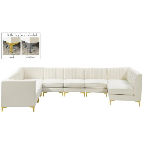 Meridian Furniture Alina Cream Velvet Modular Sectional