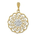 thumbnail image 1 of FB Jewels 14k White and Yellow Two Tone Gold Scalloped Wave with white Center and Accents Diamond-Cut Pendant, 1 of 4