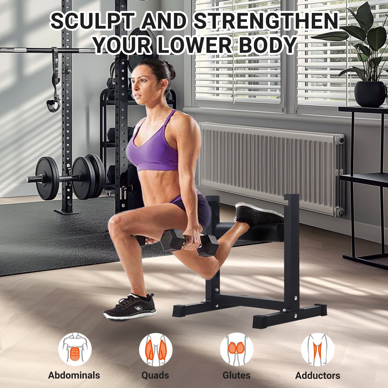 COZONY Bulgarian Split Squat Stand, Heavy Duty Steel Single Leg Squat Machine with 6 Height Adjustments, 350 lb Capacity for Home Gym,Upgraded black model