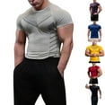 thumbnail image 5 of Hpapadks Men's Shirts Fitness Wear Crew Neck Trainer Sports High Stretch Tight Blouses Slim Fit Dress Shirts for Men Black L, 5 of 7