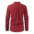thumbnail image 3 of Men's Clothing Button Down Shirt Casual Regular-Fit Dress Shirts Casual Solid Color Shirt Half Cover Button Collarless Top Long Sleeve Dress Shirts, 3 of 3