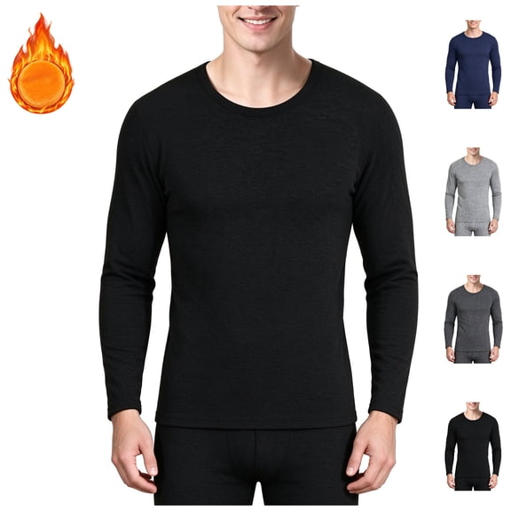 FAZVAOO Men's Thermal Underwear Top Stretchy Warm Winter Layering Shirt