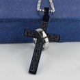 thumbnail image 2 of Zeus Hommes en Acier Inoxydable Prière Croix Anneau Pendentif Boule Chaîne Punk Collier Bijoux, 2 of 7