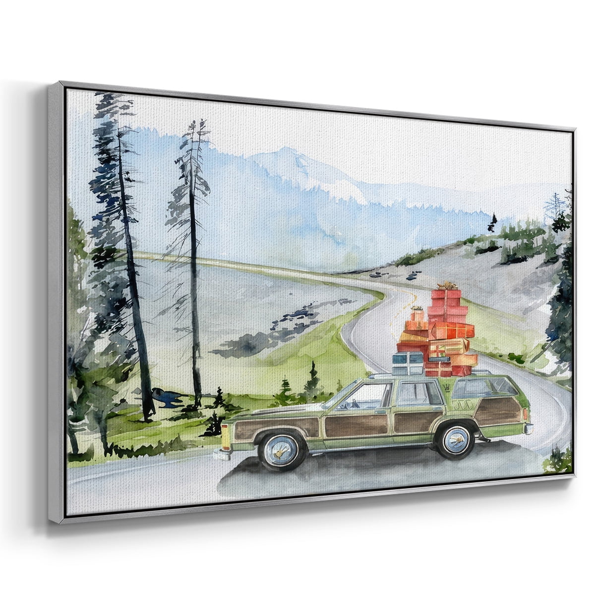 Holiday Vacation II - Framed Gallery Wrapped Holiday Canvas - 27 x 41 - Silver Frame