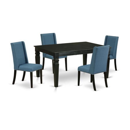 East West Furniture Weston 5-piece Wood Dining Table Set in Black