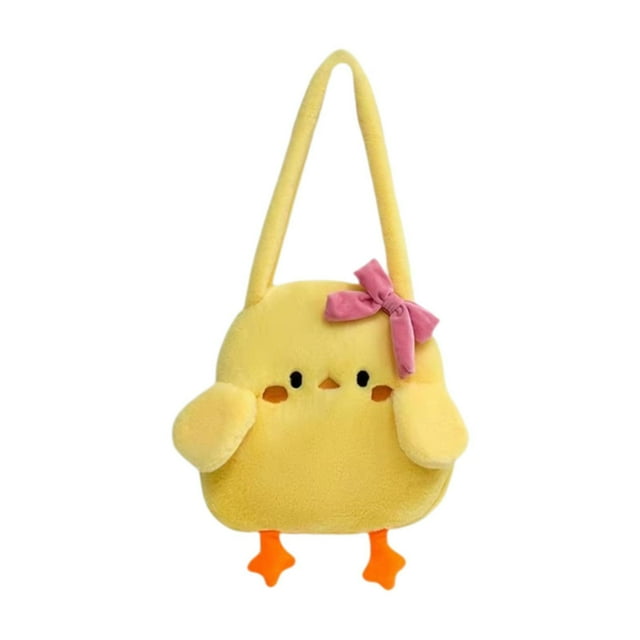 Bolso de hombro de pollito, bolso de felpa de dibujos animados divertidos para viajes, vacaciones, citas, verano