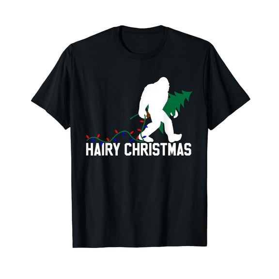 Bigfoot Hairy Christmas T-Shirt - Funny Pajama Shirt Gift T-Shirt