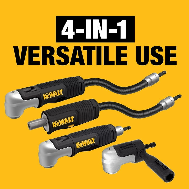 DEWALT Right Angle Drill Adaptor, FlexTorq, 4-in-1 System