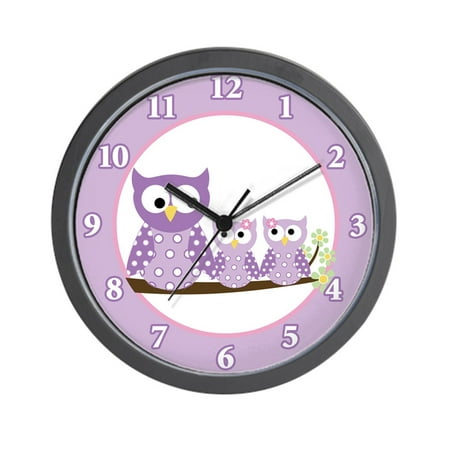 CafePress Purple Owls Unique Decorative  10 Wall  Clock  