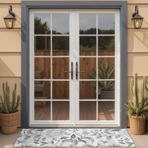 Gray Pioneer Flower Pattern Door Rugs,Washable Non Slip Door Mats Indoor,Decorative Door Mats,Entry Mat Indoor for Entrance,Bedroom,Kitchen,Bathroom,16"x47"