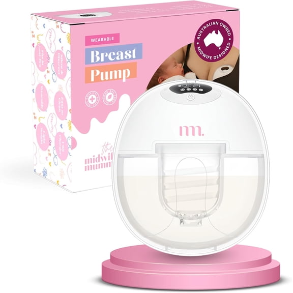 The Midwife Mumma Wearable Breast Pump, 4 Modes, 12 Levels, 24/21/19mm Flange Sizes, Strong Suction, 180ml
