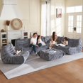 thumbnail image 7 of Congermom Bean Bag Chair, Memory Foam Bean Bag Chairs for Adults, Fireside Corner Chair Lazy Floor Corner Sofa for Living Room, Bedroom, Dorm, Office (GREY), 7 of 7