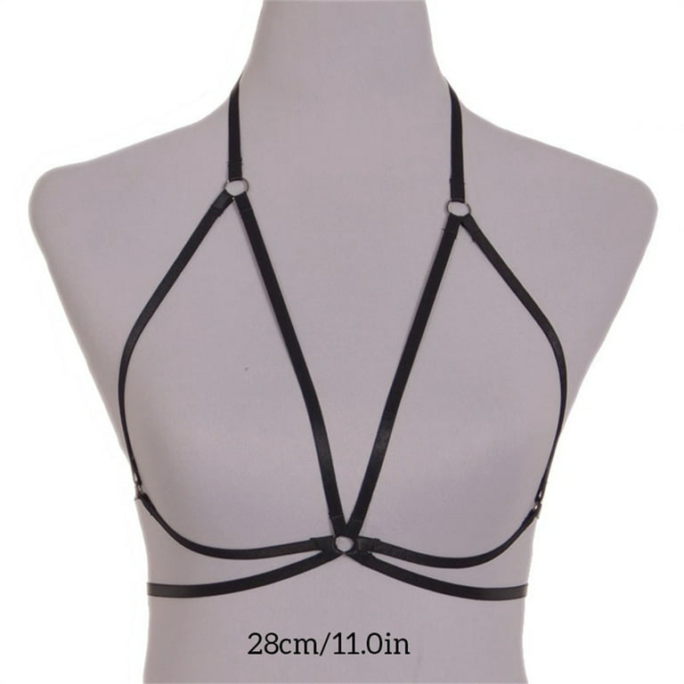 Thinsont Harness Bra Simple Design Resilience Women's Clothing Hollow Out  Mysterious Brassiere Bandage Erogenous Multicolored Lingerie Black NO1 